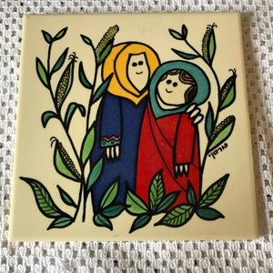 Vintage Karakashian Bros. Jerusalem Pottery Hand Made  Art Deco Ceramic Tile